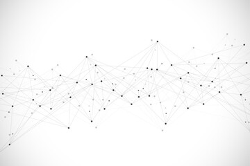 Leinwandbilder - Global network connection concept. Big data visualization. Social network communication in the global computer networks. Internet technology. Business. Science. Vector illustration
