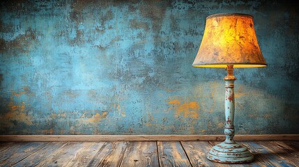 Poster - Rustic lamp illuminates weathered room
