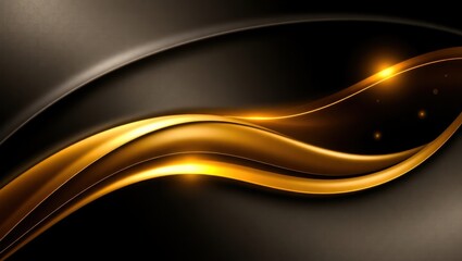 Leinwandbilder - Elegant golden waves dance across a sleek black canvas creating a captivating visual experience in a modern art gallery