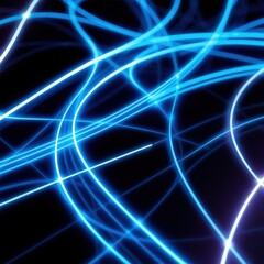 Leinwandbilder - Dynamic blue light trails weave together in a mesmerizing display of energy and movement