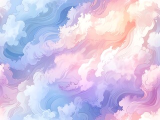 Wall Mural - whimsical pastel cloudscape: a dreamy watercolor fantasy