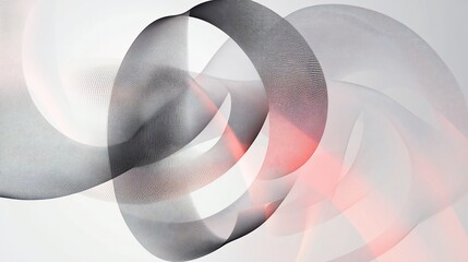 Poster - Abstract flowing curved forms in grayscale with subtle salmon highlights creating a dynamic movement