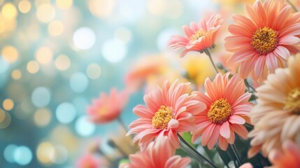 Poster - Colorful flowers bloom in a vibrant garden, enhancing the natural beauty with soft bokeh background light. Generative AI
