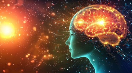 Poster - Conceptual visualization of the human mind, representing knowledge and consciousness