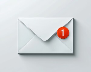 Email notification icon in PNG format, showing a 3D envelope on a see-through background