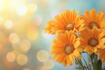 Aufkleber - Bright yellow flowers in a vase against a soft colorful background during springtime. Generative AI