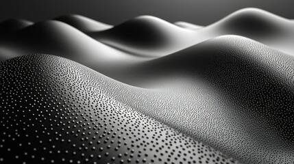 Poster - Abstract grayscale undulating surface with textured dots