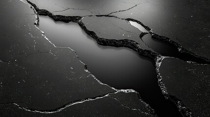 Poster - Dark Cracked Surface Reflecting Light