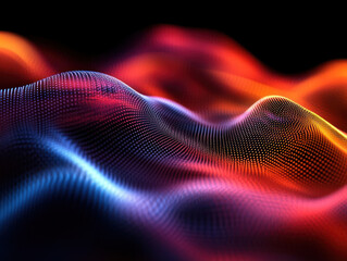 Poster - an abstract artistic representation showing a wave-like surface made in 3D style. 