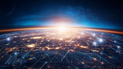 Poster - global network connectivity with digital data transmission over earth's surface