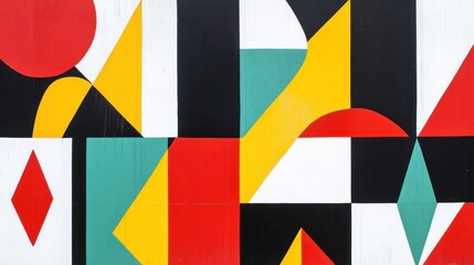 Poster - Geometric Pattern Abstract Art with Bold Shapes and Vibrant Primary Colors
