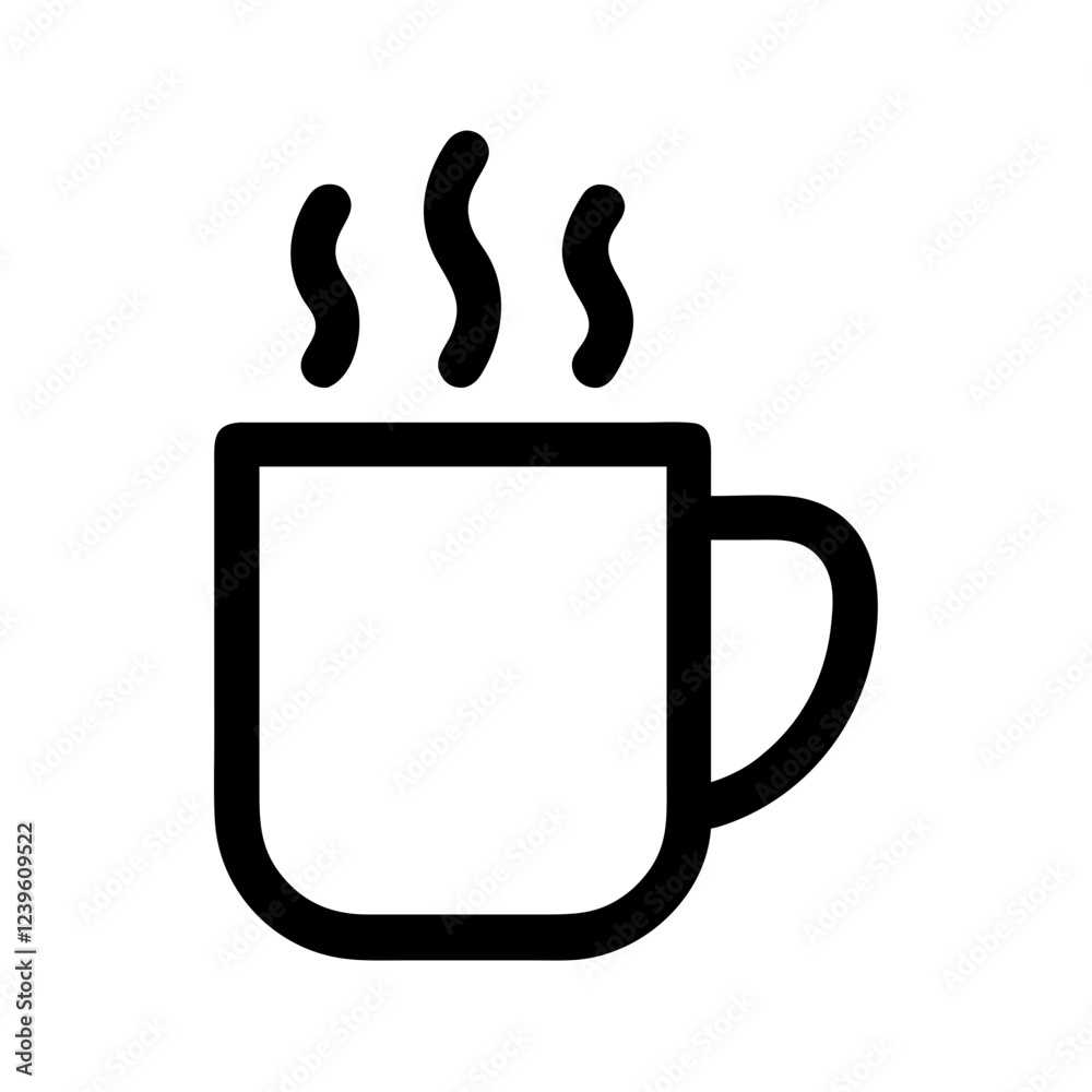 Steaming Coffee Mug Icon: Simple, Clean Coffee Cup Design for Websites ...