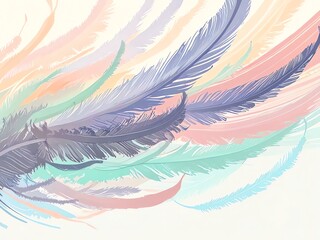 Wall Mural - pastel feathers: a dreamy abstract art print