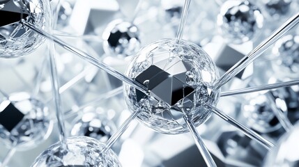 Poster - Abstract geometric glass spheres connected by rods in a complex structure