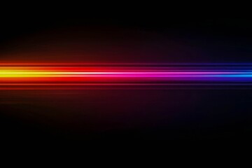 Poster - Abstract neon light trails against deep black background.