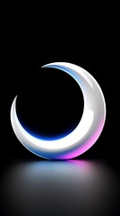 Poster - Glowing Crescent Moon Digital Art with Gradient Colors