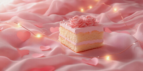 Wall Mural - cake with pink icing