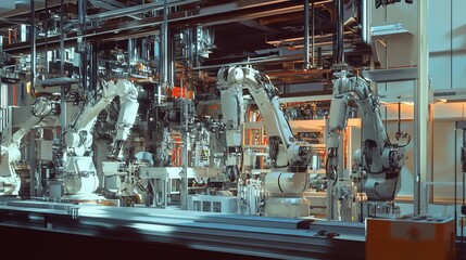 Poster - Automated robotic arms in a modern manufacturing facility with advanced technology
