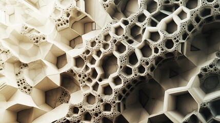 Poster - Abstract 3D Hexagonal Structure with Cellular Cavities and Organic Texture