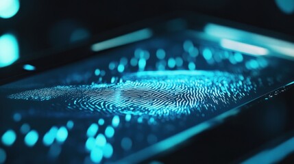 Aufkleber - Futuristic Fingerprint Scanning Technology With Glowing Blue Light