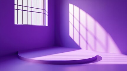 Aufkleber - A minimalist 3D studio featuring a purple corner and window shadows, creating a contemporary, abstract backdrop for product presentations.