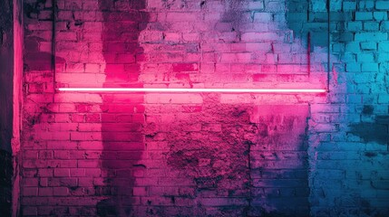 Poster - A neon light installation contrasts with a rough, weathered brick wall, creating an edgy, urban, and visually stimulating background.