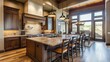© Anak - Luxurious kitchen interior with custom wood cabinetry and open dining area