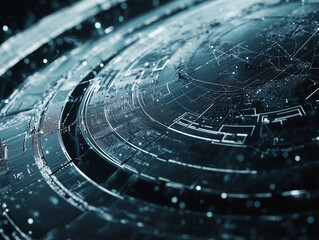 Poster - Abstract technology background featuring interconnected lines encircling Earth's surface, creating a futuristic backdrop with circles and lines that symbolize integration of internet