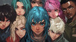 © naina  - young anime people faces illsuration.ai generative