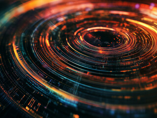 Poster - abstract technology background features a vibrant and dynamic display of colorful spiral lines, creating a mesmerizing and visually stimulating pattern that captures essence of modern digital artistr
