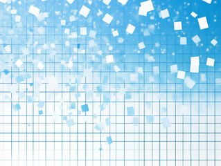 Poster - abstract technology background features a striking combination of white markers and blue flickering squares set against a grid backdrop, creating a visually captivating and dynamic representation