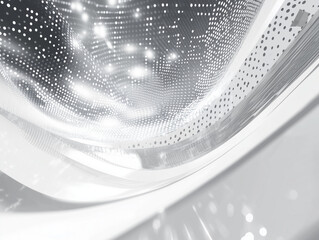 Poster - abstract technology background features a striking combination of white light and grey tones, evokin