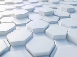 Poster - abstract technology background features a striking arrangement of white hexagons, creating a clear and captivating pattern that exudes a sense of modernity and innovation, making it an ideal choice