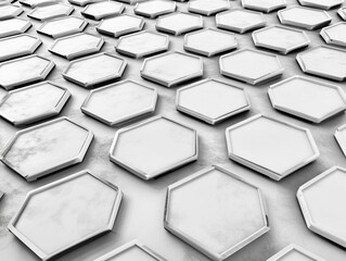 Poster - abstract technology background features a striking arrangement of white hexagons, creating a clear and captivating pattern that exudes a sense of modernity and innovation, making it an ideal choice