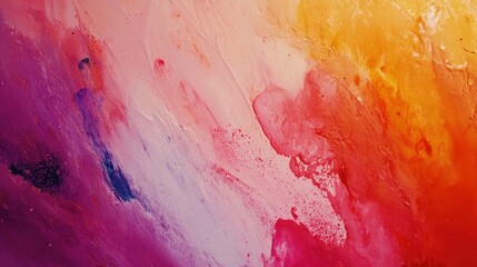 Poster - Abstract painting with vibrant strokes of pink, purple, and orange, textured background