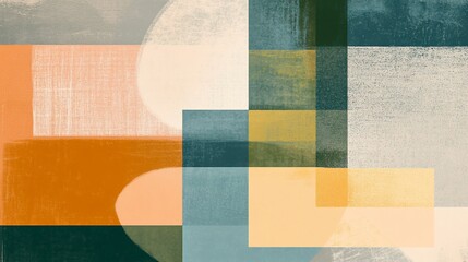 Poster - Abstract geometric shapes in earth tones, creating a textured minimalist modern art style