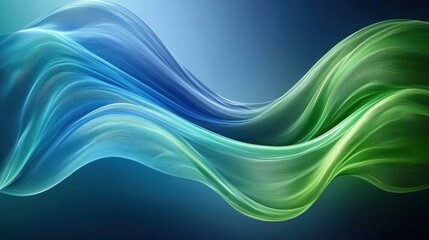 Poster - Flowing Waves of Blue and Green Abstract Design in Smooth Motion