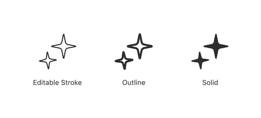 Sparkle stars icon set. Shine icons for app user interface and web elements. editable stroke icon