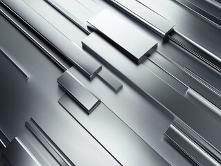 Poster - abstract technology background features a sleek and modern design with a gradient surface of black and silver transitioning into light gray, complemented by soft lines and diagonal patterns, creating.