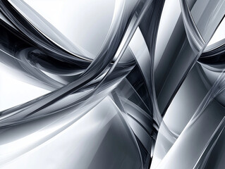 Poster - abstract technology background features a sleek and modern design with a gradient surface of black and silver transitioning into light gray, complemented by soft lines and diagonal patterns, creating.