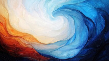 Canvas Print - Abstract Colorful Swirl Design with Orange Blue and White Tones