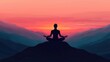 © warunthorn - Serene Meditation at Sunset Over Majestic Mountain Landscape