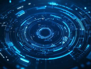 Fototapete - abstract blue digital background showcases a mesmerizing display of intricate patterns and futuristic elements, creating a visually captivating and dynamic representation of modern technology