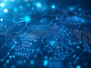 Fototapete - abstract blue digital background showcases a mesmerizing display of intricate patterns and futuristic elements, creating a visually captivating and dynamic representation of modern technology