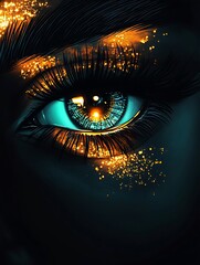 Leinwandbilder - Stunning Close Up of an Artistic Eye with Sparks of Light and Colorful Detail : Generative AI