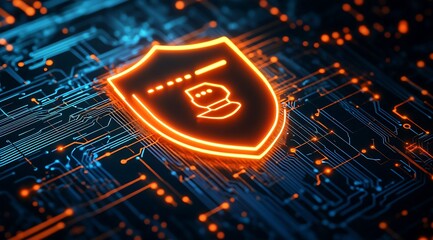 Poster - Cybersecurity Shield Icon Symbolizing Personal Data Protection and Online Safety : Generative AI