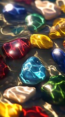 Aufkleber - Colorful pebbles under water creating a vibrant mosaic in a serene natural setting : Generative AI