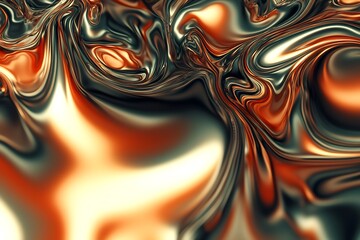 Poster - Abstract Colorful Swirling Background with Rich Orange and Metallic Textures for Modern Design : Generative AI