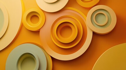 Poster - Abstract 3D rendered concentric circles create a dynamic orange background