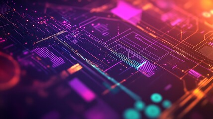 Aufkleber - Futuristic Abstract Technology Background with Colorful Circuit Patterns and Digital Graphics : Generative AI